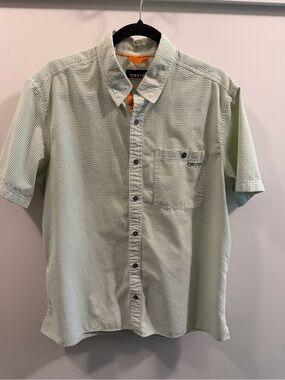 Orvis Men's Light Green Short-Sleeve Button-Up Shirt - Seersucker